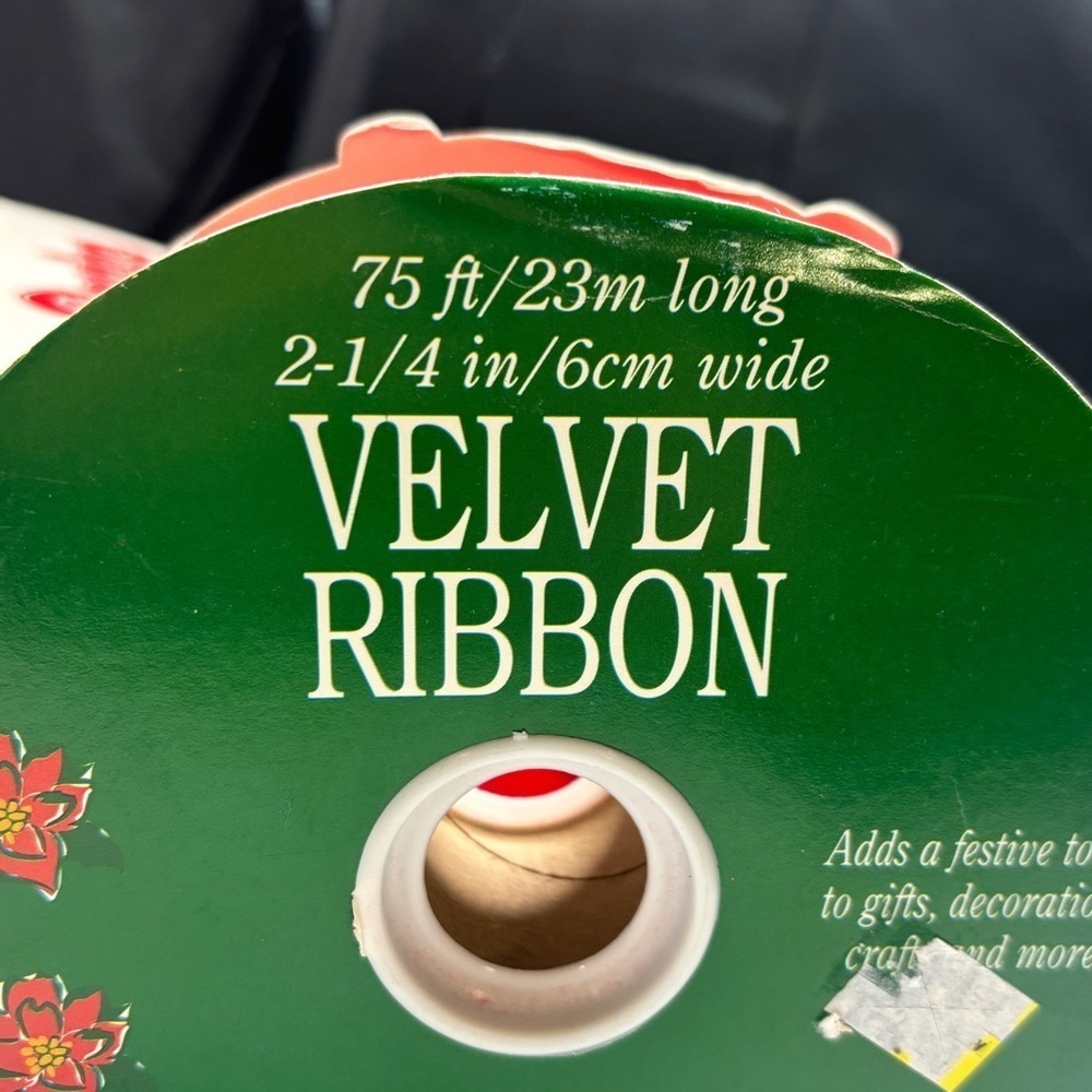 Christmas Red Velvet Ribbon Trim Wrapping Fabric 5 ROLLS 200 Yards - Picture 14 of 16
